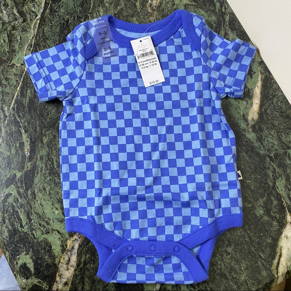 blue checkered onesie